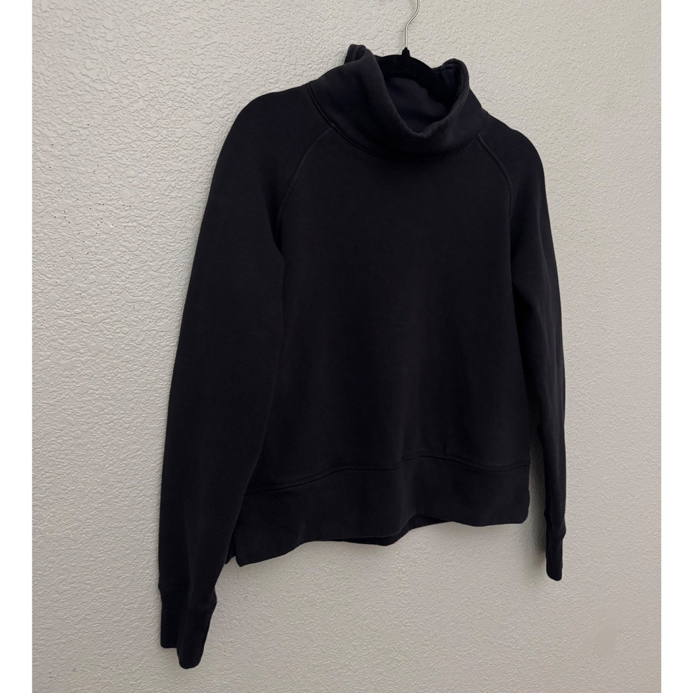Public Rec Lux Fleece Pullover Sweatshirt Black Funnel Neck Pima Cotton Medium - Picture 4 of 11